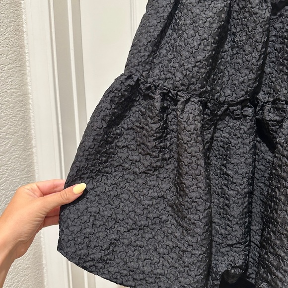 Aureta X Anthropologie Square Neck Buble Hem Black Mini Dress - Picture 9 of 9